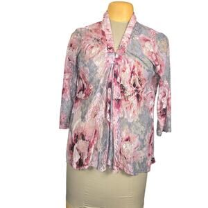 Serengeti Womens Large Open Front Lace Top Cover Up Topper Floral Sheer Vacation